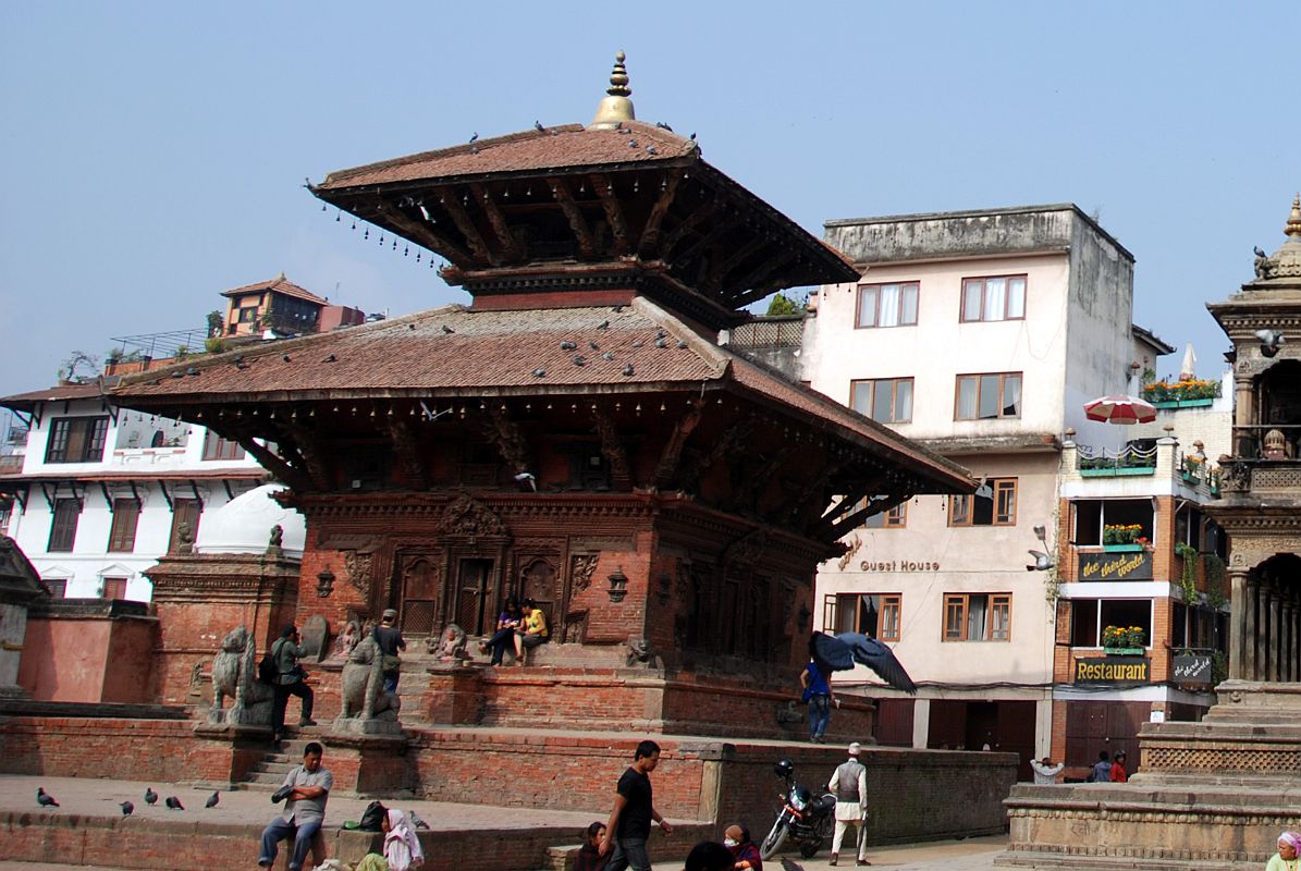 Kathmandu Patan Durbar Square 09 The Two-storey Brick Jagannarayan Temple Is Dedicated To Narayan Guarded By Two Large Stone Lions 